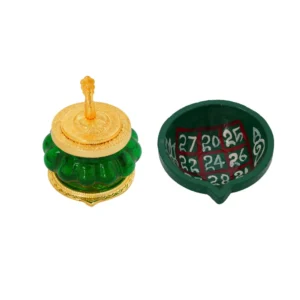 Sidkudil Kubera Pot & Kubera Vilakku(Lamp) / kubera Lakshmi Pot/with toughened Glass/Green Colour